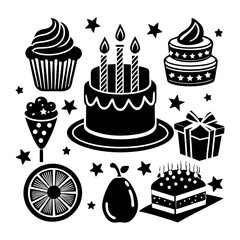 Birthday cake icon set vector illustration