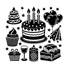 Birthday cake set vector image