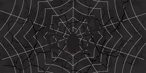 Spider silhouette vector on black background .Outline cobweb for horror Halloween party designs vector eps 10.