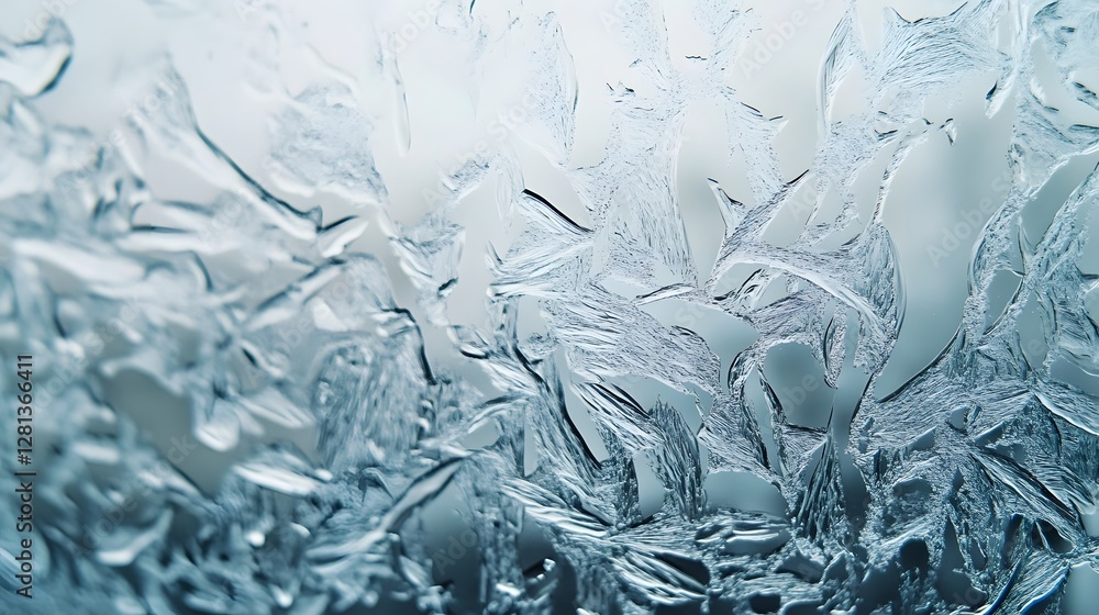 Leinwandbilder mesmerizing frost crystals forming intricate icy patterns on a frozen surface creating a serene and 