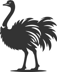 Obraz premium Ostrich standing tall with chest puffed out animal silhouette vector