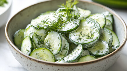 refreshing cucumber salad with dill and yogurt, perfect for summer meals. Crisp cucumbers are combined with creamy yogurt and fresh dill for