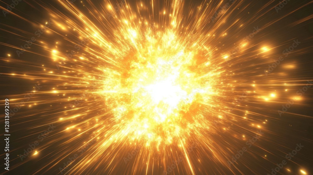 Aufkleber radiating golden light explosion energetic burst of energy abstract background with dynamic motion a