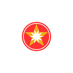 Red circle logo with a star in it 
