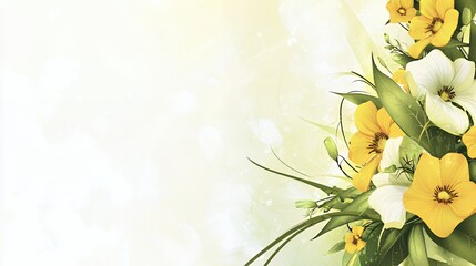 Yellow and White Flower Bouquet on Soft White Background