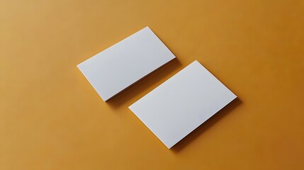 Blank White Business Cards Mockup on Mustard Yellow Background