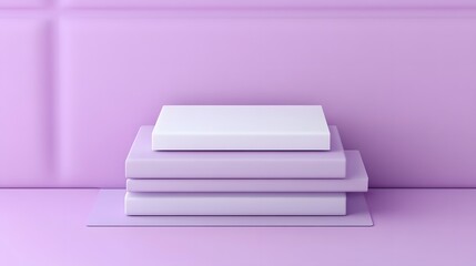 Abstract Purple and White Minimalist Geometric Stacked Platforms