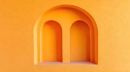 Fototapeta premium Abstract Orange Wall Niche Architectural Design
