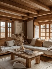 A Rustic Living Room Shows A Cozy Interior Design