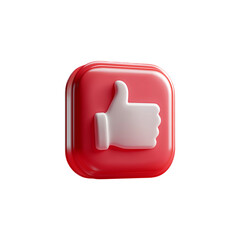 3d red square icon with a white like gesture png