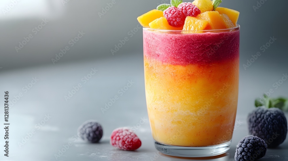 Aufkleber create a dynamic image of a vegan smoothie made featuring fresh fruits vibrant colors and healthy in
