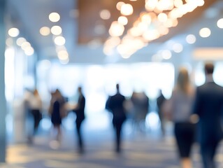 Blurry Background of Business Meeting with People Networking Indoors