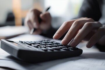 Business professional calculating financial data