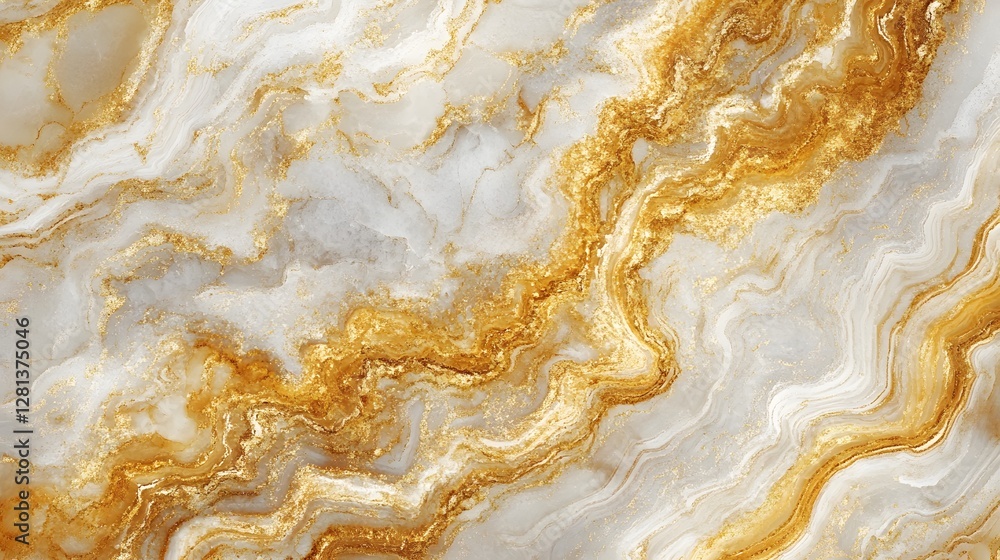 Aufkleber Mesmerizing swirls of golden and beige marble texture with a natural organic flow and wave like patterns  This premium background is perfect for high end design digital art and creative projects