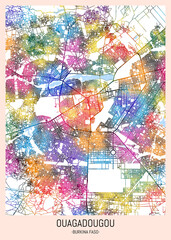 Ouagadougou Burkina Faso City Map, downtown tourism, house art travel, scenic metropolis concept, travel art city, patriotic abstract banner
