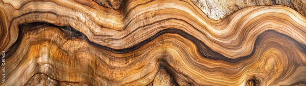 Aufkleber mesmerizing wooden grain texture with intricate undulating patterns and vibrant earth tones captivat