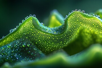 Dew-covered leaf, macro close-up, garden, bokeh background, nature