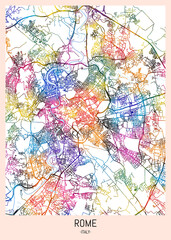 Rome Italy City Map, downtown tourism, house art travel, scenic metropolis concept, travel art city, patriotic abstract banner