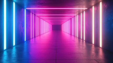 Neon Lights Corridor: A Futuristic Synthwave Vision