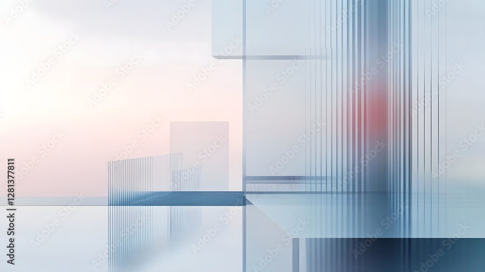 Aufkleber Minimalist architectural abstract with intersecting geometric lines gradients and clean contemporary design elements  The image creates a sense of depth balance
