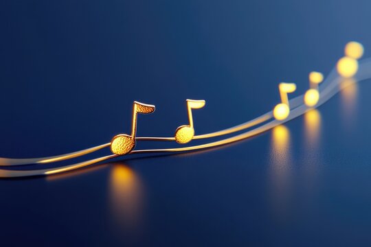 Glowing musical notes traverse smooth surface, creating rhythmic