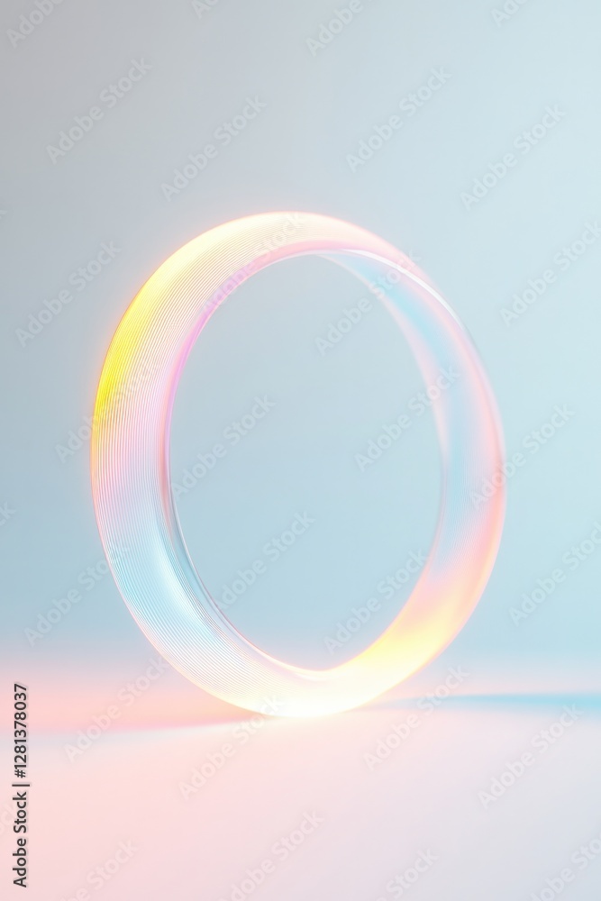 Poster translucent ring glows softly with spectrum of colors, creating