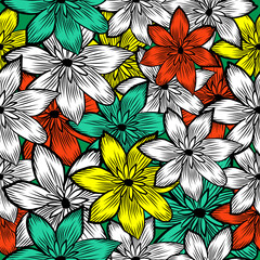 Fototapeta premium Ethnic Ikat floral seamless pattern. Embroidery , floral vintage pattern.print striped ornament floral. Texture textile background vector illustration ornate elegant luxury vintage retro style.