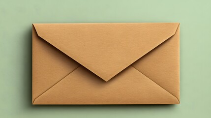 Golden Brown Envelope Mockup on Green Background