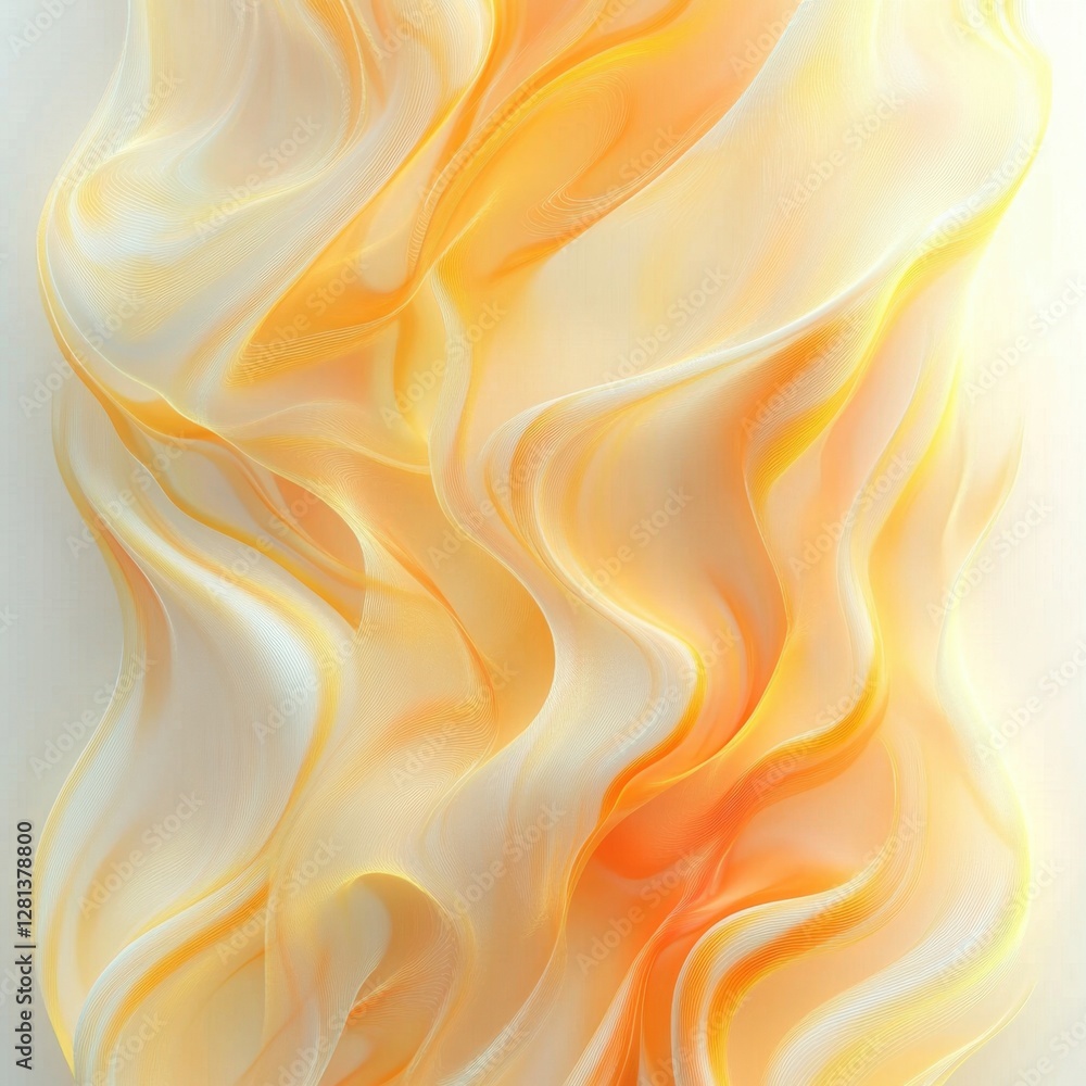 Poster abstract silk fabric in flowing motion with gentle curves and soft light creating a warm and invitin