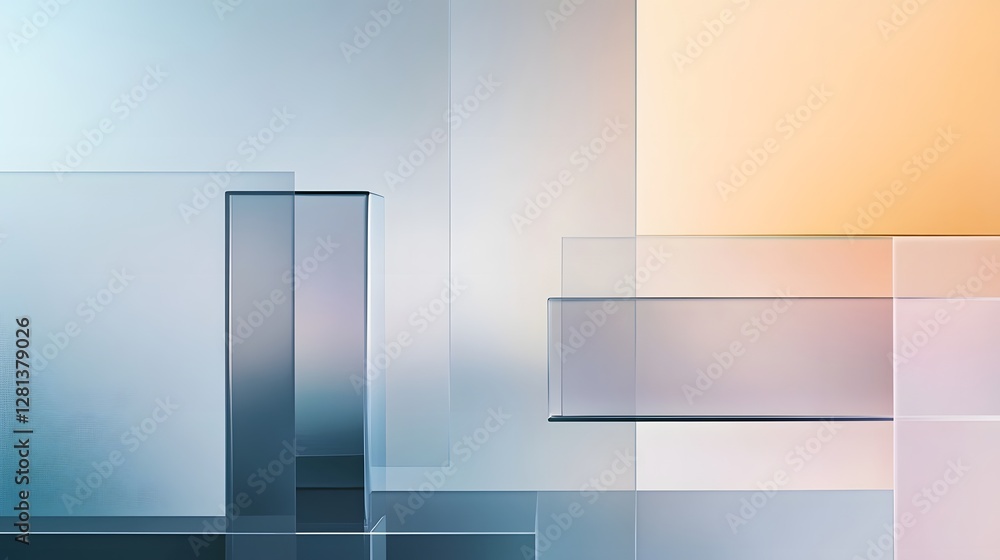 Poster minimalist modern glass and steel building exterior with clean lines geometric shapes and reflective