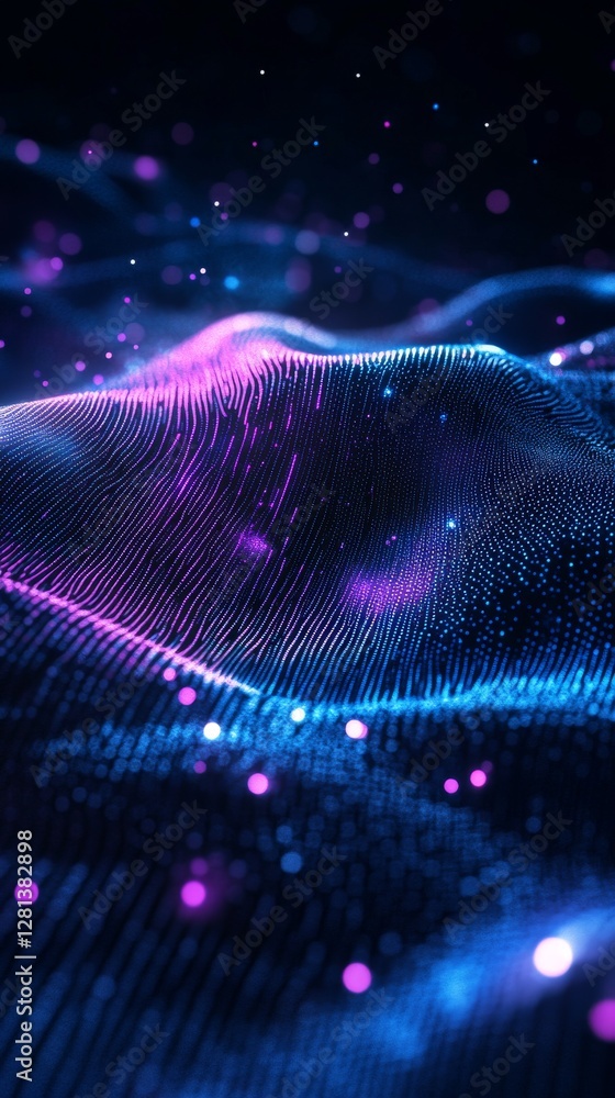 Poster vibrant waves of color flow through a dark space, creating a stunning visual of light and texture. t