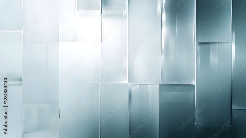 Poster Sleek and Minimal Architectural Glass Abstract with Clean Lines and Geometric Patterns Highlighting Transparency Reflection and Interplay of Light and Shadow in a Contemporary