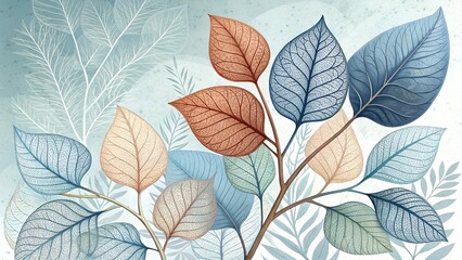 Fototapeta premium seamless pattern with autumn leaves