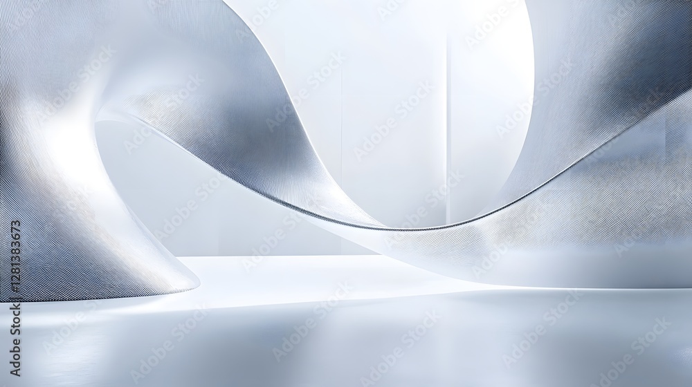 Aufkleber Smooth abstract geometric shapes and curves in a clean minimalist monochrome backdrop creating a futuristic elegant and stylized visual composition