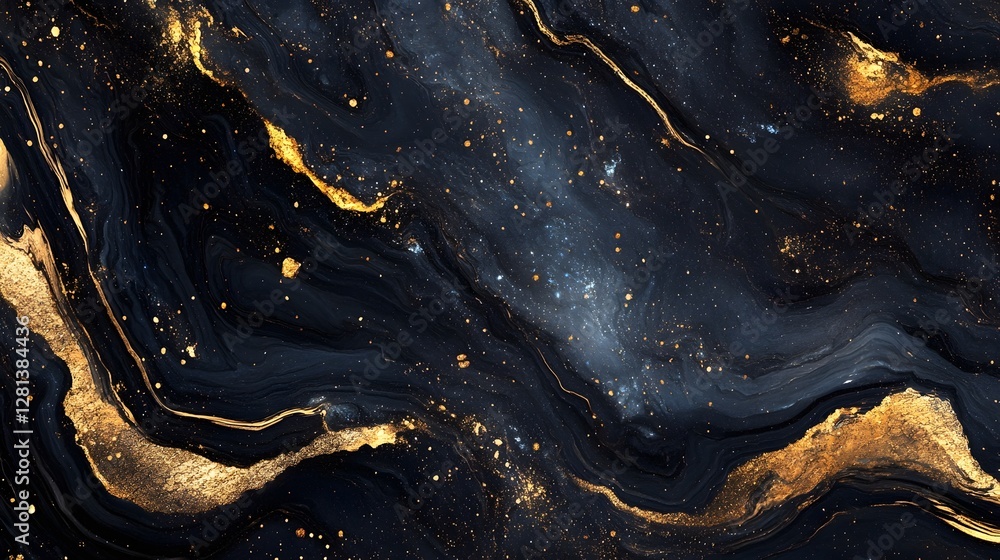 Fototapete striking abstract background featuring a dramatic dark marble texture with shimmering golden veins a