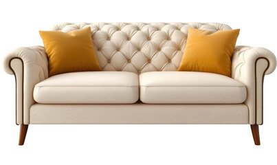 An orange three seater sofa