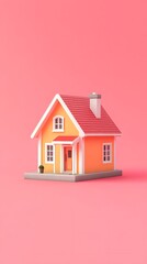 Miniature Cute Simple House with Saturated Background