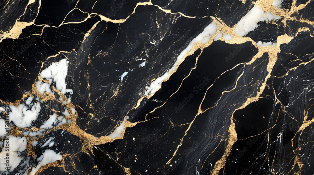 Poster Striking abstract background featuring a luxurious black and gold marble texture with dramatic lighting effects creating a sophisticated and visually captivating design