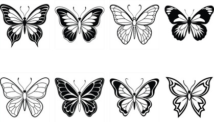 Set of Butterfly icon vector simple style