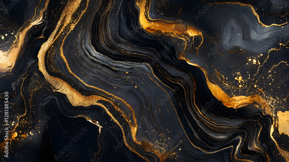 Leinwandbilder striking abstract marble texture background with dynamic golden metallic accents creating a luxuriou