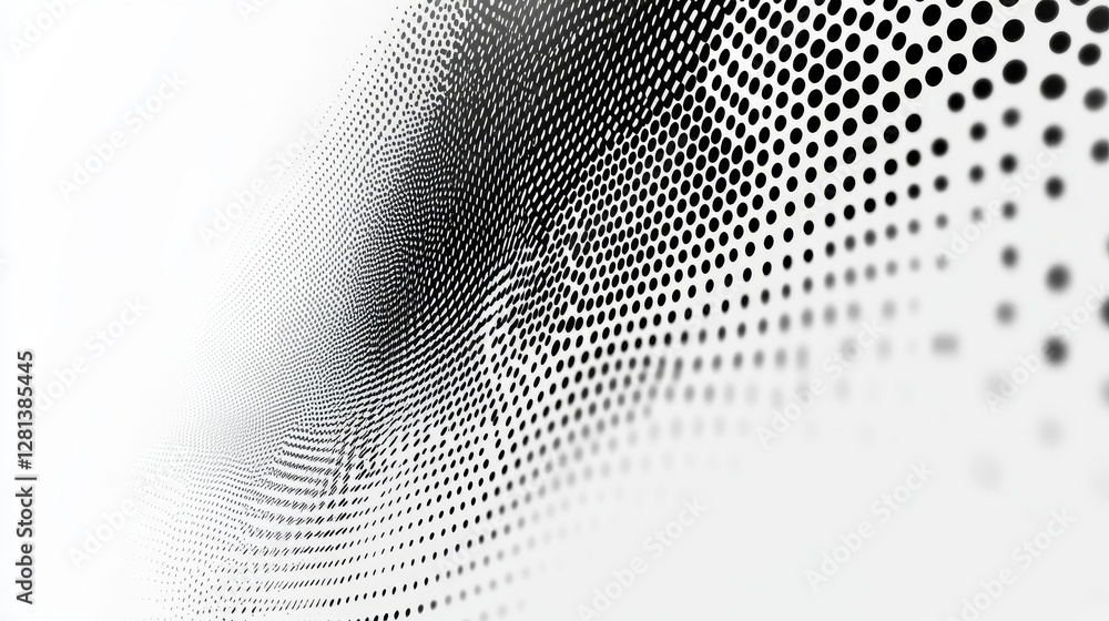 Poster abstract black and white dotted pattern with gradients. it creates depth and movement, perfect for m
