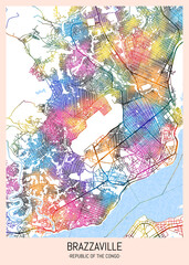 Brazzaville Republic of the Congo City Map, downtown tourism, house art travel, scenic metropolis concept, travel art city, patriotic abstract banner