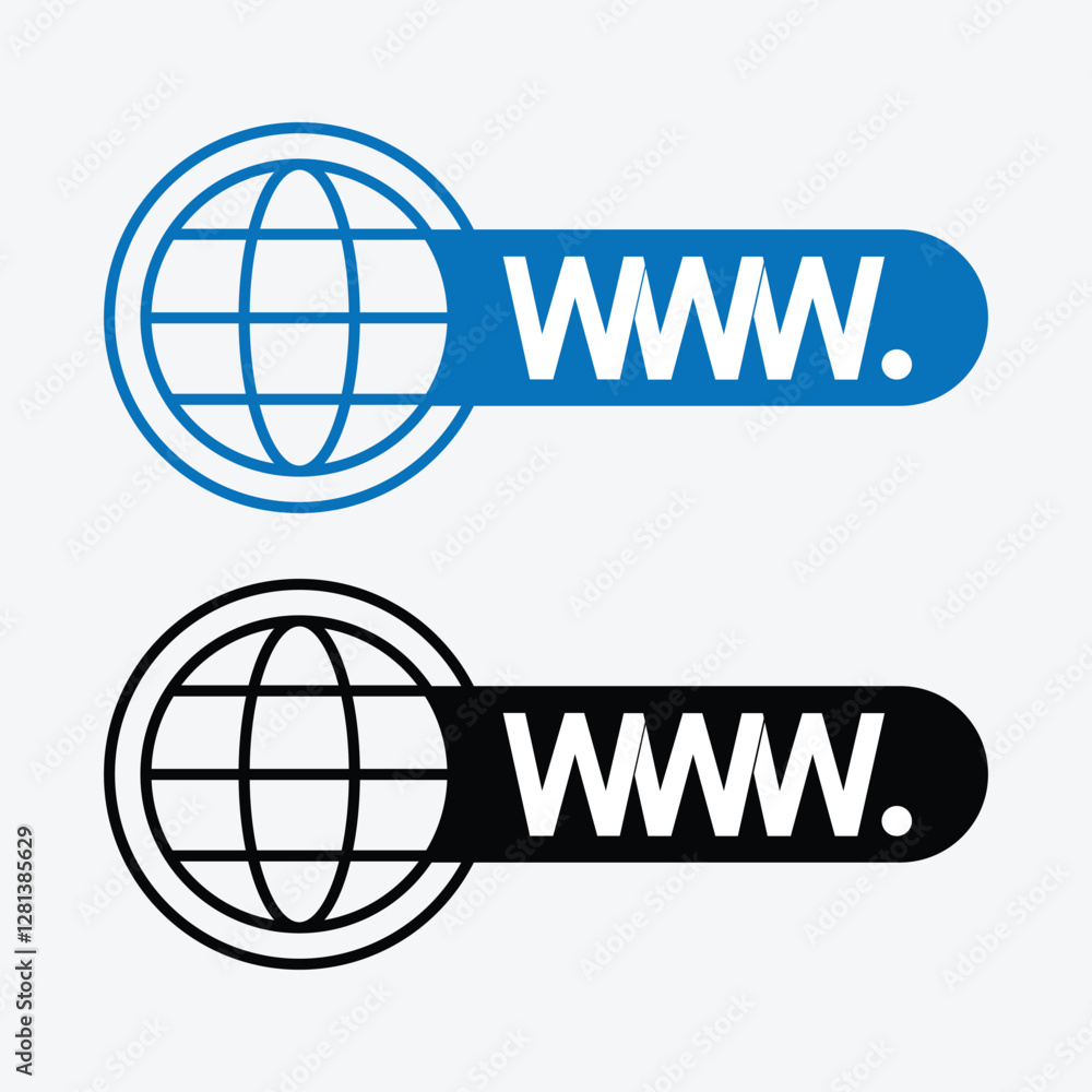 Poster www web icon. internet globe icon set. website url symbol collection. browser www icon set.