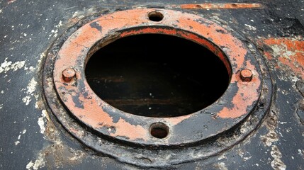 Detailed View of Isolated Oil Tank Access Hatch with Background Space