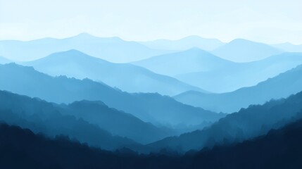 Obraz premium Blue misty mountain range landscape, serene vista, background design