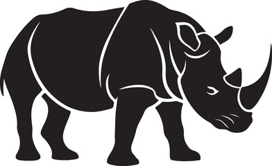 Rhino silhouette vector illustration on white background