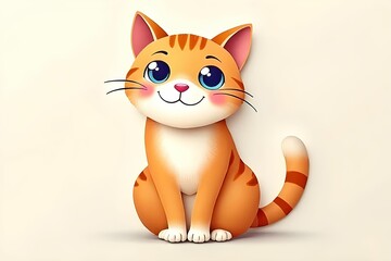 Fototapeta premium Paper cut style cute fluffy Kitten. Pet and Animal care concept. Animal background. Cat background