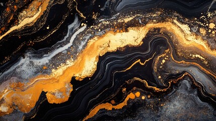 Obraz premium Stunning and captivating abstract agate mineral texture with vibrant orange black and gold accents This natural background features an intricate