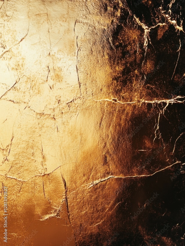 Poster luxurious golden texture with intricate cracks and shimmering highlights capturing a sense of opulen