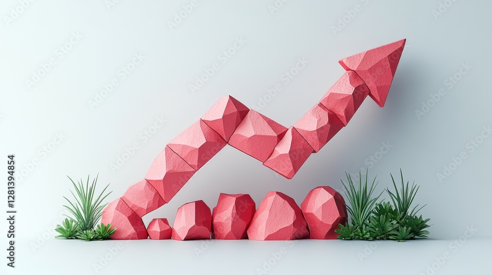 Aufkleber abstract geometric representation of growth with a rising arrow and rocks in a minimalist setting